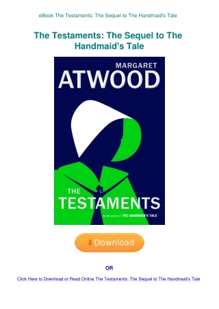 eBook The Testaments The Sequel to The Handmaid's Tale