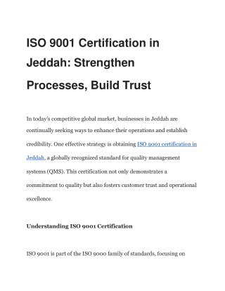 ISO 9001 certification in Jeddah