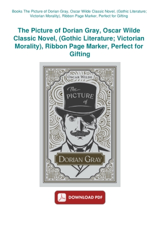 Books The Picture of Dorian Gray  Oscar Wilde Classic Novel  (Gothic Literature; Victorian Morality)