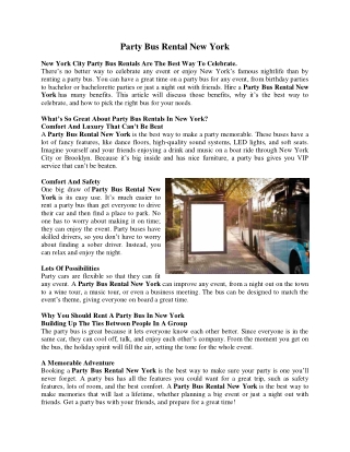 Party Bus Rental New York