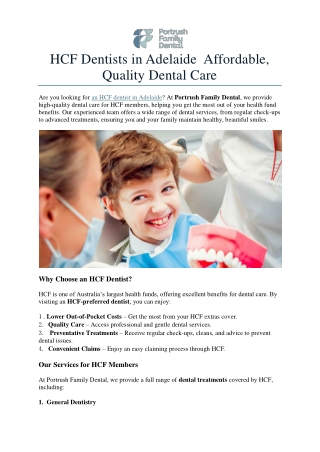 HCF Dentists in Adelaide  Affordable