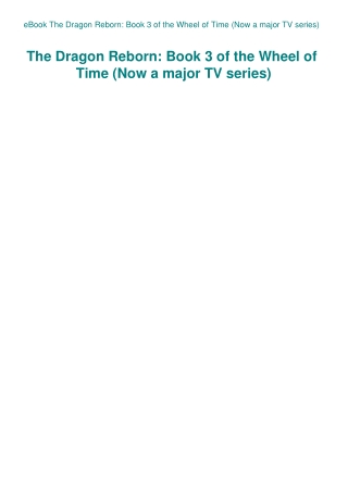 eBook The Dragon Reborn Book 3 of the Wheel of Time (Now a major TV series)