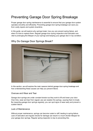 Preventing Garage Door Spring Breakage