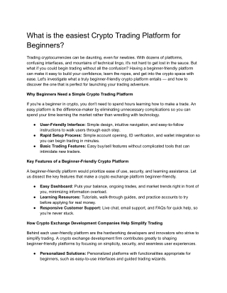 What is the easiest Crypto Trading Platform for Beginners