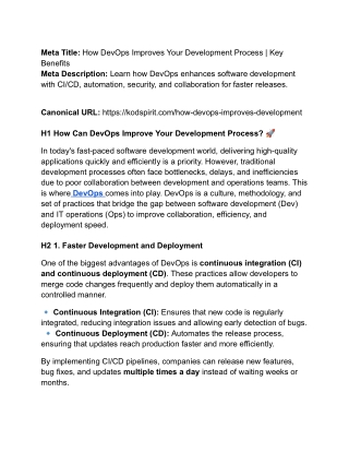 How DevOps Improves Your Development Process | Key Benefits