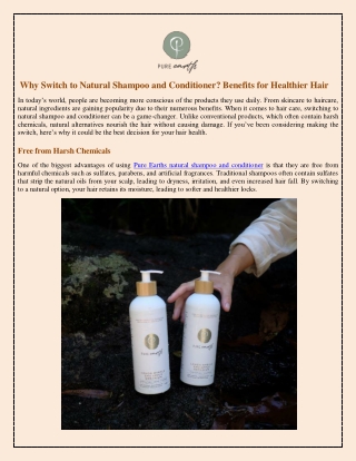 Why Switch to Natural Shampoo and Conditioner Benefits for Healthier Hair