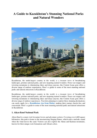 A Guide to Kazakhstan’s Stunning National Parks and Natural Wonders