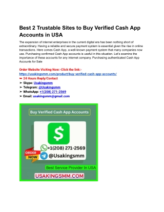 Best 2 Trustable Sites to Buy Verified Cash App Accounts in USA