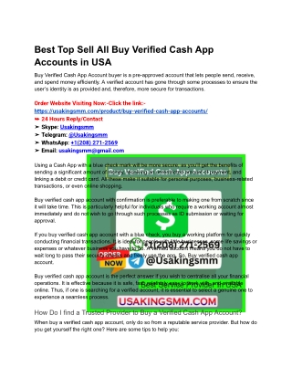 Best Top Sell All Buy Verified Cash App Accounts in USA
