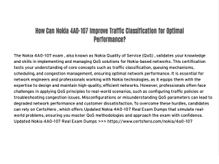 How Can Nokia 4A0-107 Improve Traffic Classification for Optimal Performance?