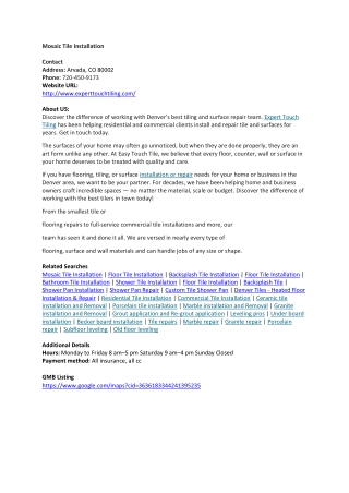 Mosaic Tile Installation