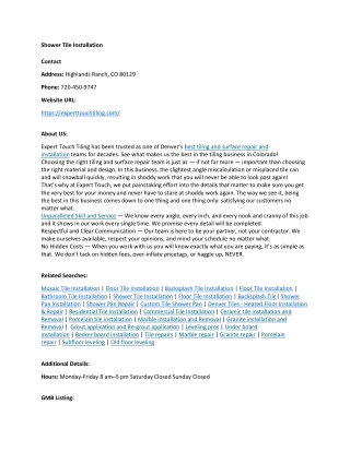 Shower Tile Installation