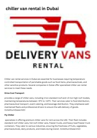 Chiller van rental services in Dubai