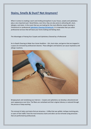 Stains, Smells & Dust Not Anymore!