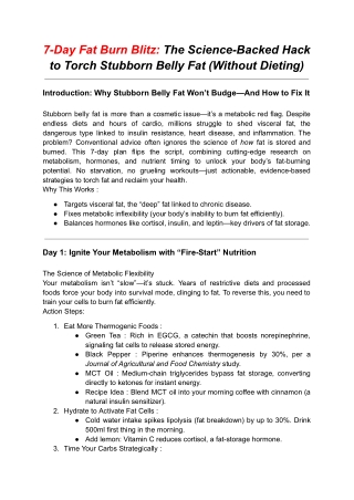 7-Day Fat Burn Blitz: The Science-Backed Hack to Torch Stubborn Belly Fat