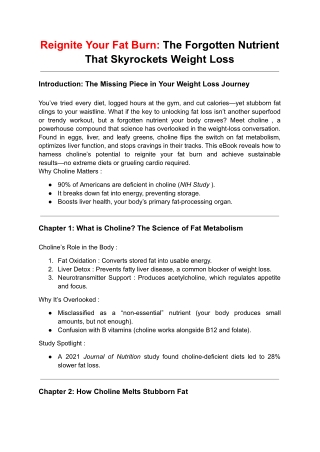 Reignite Your Fat Burn: The Forgotten Nutrient That Skyrockets Weight Loss