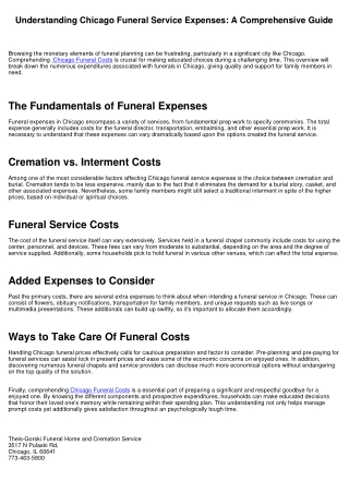 Understanding Chicago Funeral Service Costs: A Comprehensive Overview