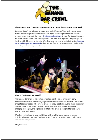 The Banana Bar Crawl: A Top Banana Bar Crawl in Syracuse, New York