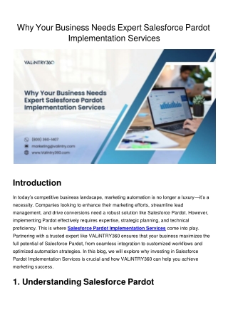 Why Your Business Needs Expert Salesforce Pardot Implementation Services