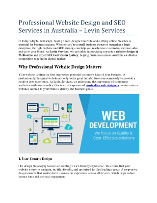 Professional Website Design and SEO Services in Australia