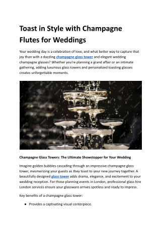 Toast in Style with Champagne Flutes for Weddings