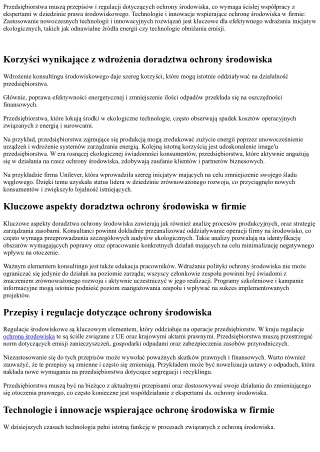 Doradztwo ochrony środowiska w przedsiębiorstwie: kluczowe aspekty