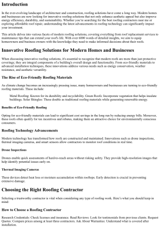 Innovative Roofing Solutions for Modern Homes and Businesses