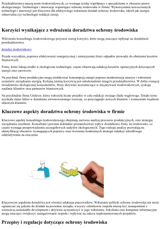 Konsulting ochrony środowiska w firmie: kluczowe elementy