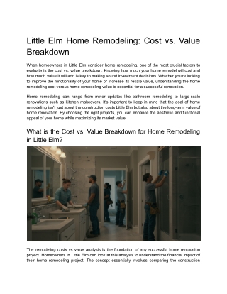 Little Elm Home Remodeling_ Cost vs. Value Breakdown