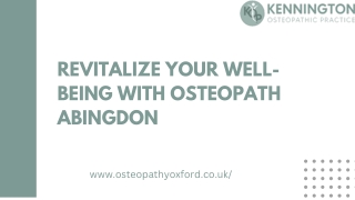Revitalize Your Well-being with Osteopath Abingdon