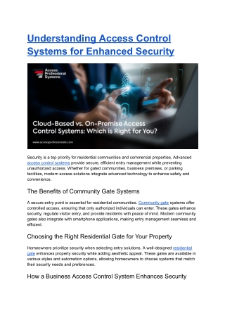 Understanding Access Control Systems for Enhanced Security