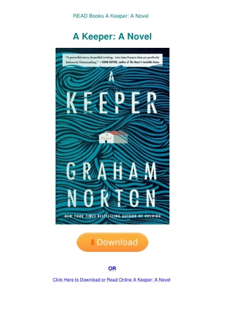 READ Books A Keeper A Novel