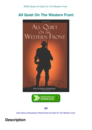READ Books All Quiet On The Western Front