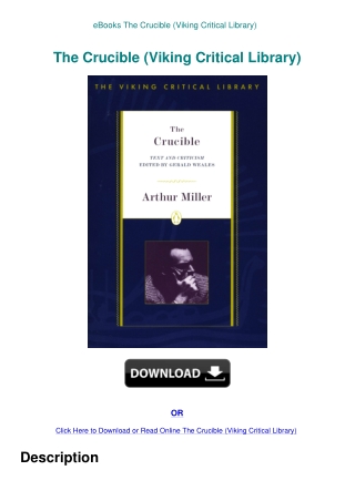 eBooks The Crucible (Viking Critical Library)