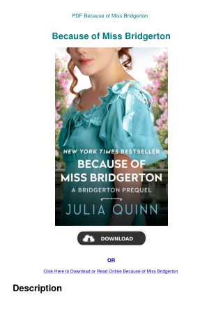 PDF Because of Miss Bridgerton