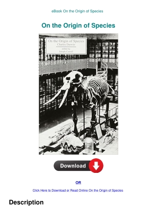 eBook On the Origin of Species