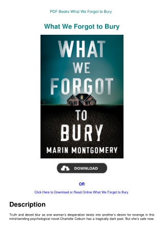 PDF Books What We Forgot to Bury