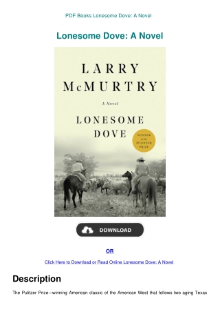 PDF Books Lonesome Dove A Novel