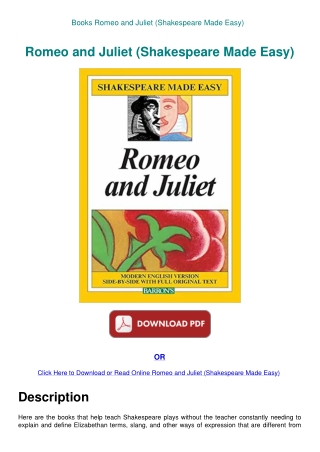 Books Romeo and Juliet (Shakespeare Made Easy)