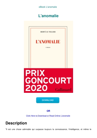 eBook L'anomalie
