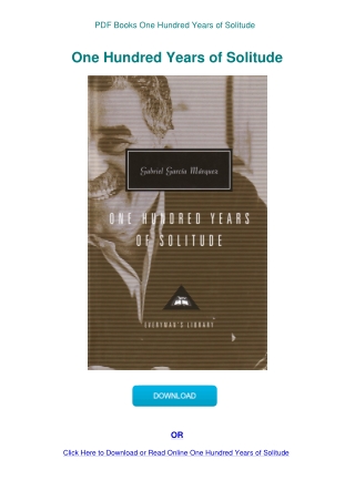 PDF Books One Hundred Years of Solitude
