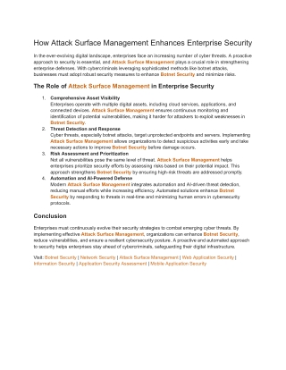 How Attack Surface Management Enhances Enterprise Security