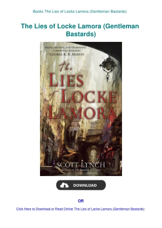 Books The Lies of Locke Lamora (Gentleman Bastards)