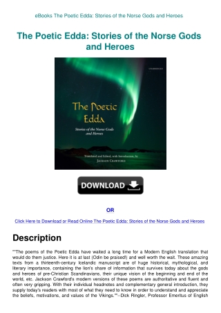 eBooks The Poetic Edda Stories of the Norse Gods and Heroes