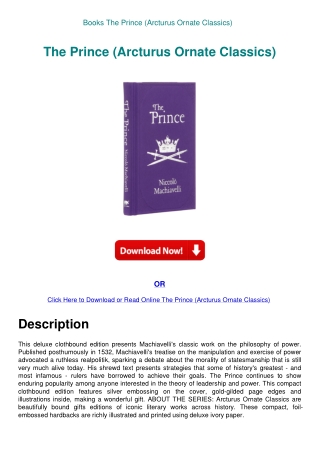 Books The Prince (Arcturus Ornate Classics)