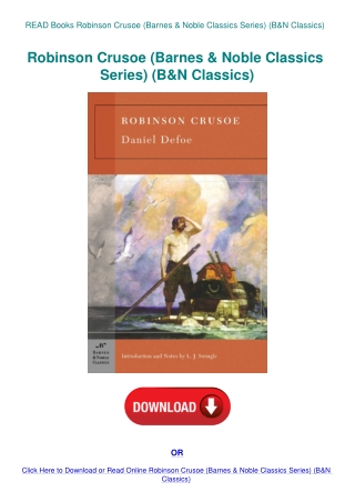 READ Books Robinson Crusoe (Barnes & Noble Classics Series) (B&N Classics)