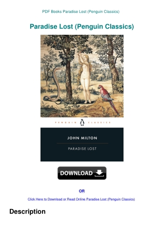 PDF Books Paradise Lost (Penguin Classics)