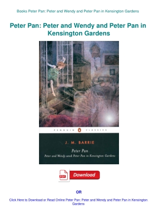 Books Peter Pan Peter and Wendy and Peter Pan in Kensington Gardens