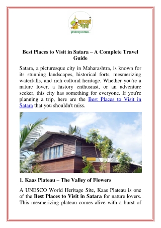 Best Places to Visit in Satara  A Complete Travel Guide