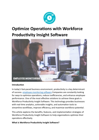 Workforce Productivity Insight Software